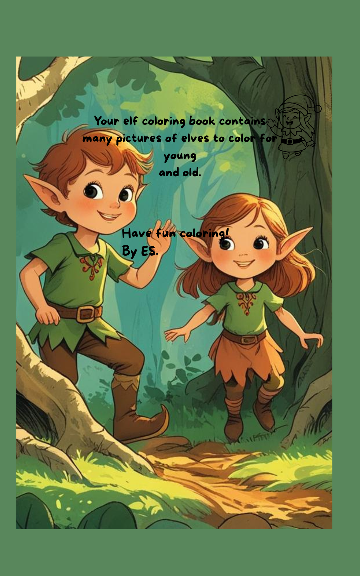 The elf forest coloring book blue