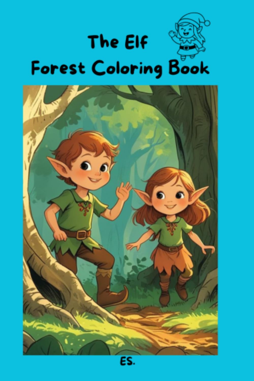 The elf forest coloring book blue