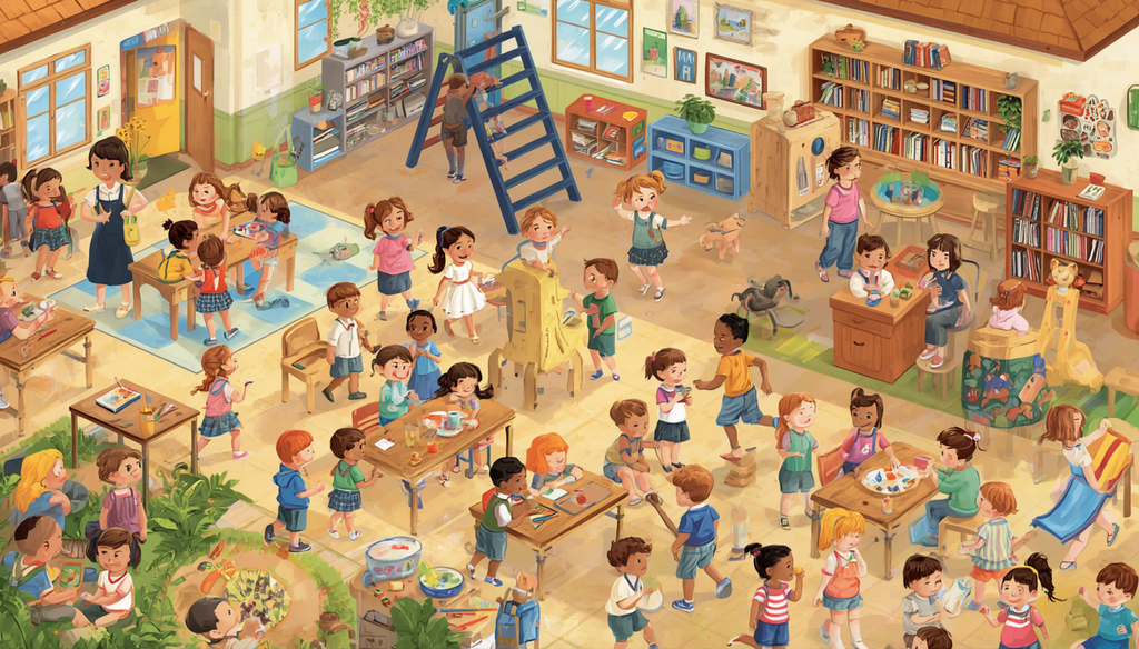 Wimmelbuch- Kindergarten und Schulerlebnisse